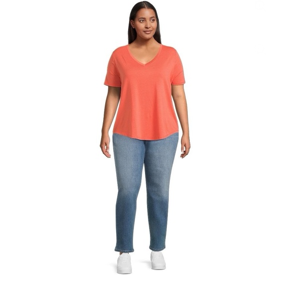 Terra & Sky Women's Plus Core V-Neck Short Sleeve Tee Size 1X (16W-18W) Orange - Picture 8 of 12